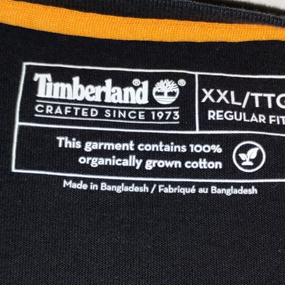Timberland Black Tee with Neon Yellow Logo Block - Picture 3 of 10